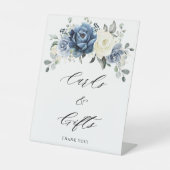 ダスティブルーネイビーシャンパーニュアイボリーフローラ結婚ズ 台座サイン (正面)