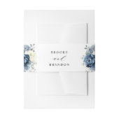 ダスティブルーネイビーシャンパーニュアイボリーフローラ結婚ズ 招待状ベリーバンド (正面例)