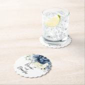 ダスティブルーネイビーシャンパーニュアイボリーフローラ結婚ズPap ペーパーコースター (インサイチュ)
