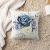 ダスティブルーネイビーシャンパーニュアイボリーフローラ クッション (ブランケット)