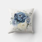 ダスティブルーネイビーシャンパーニュアイボリーフローラ クッション (裏面)