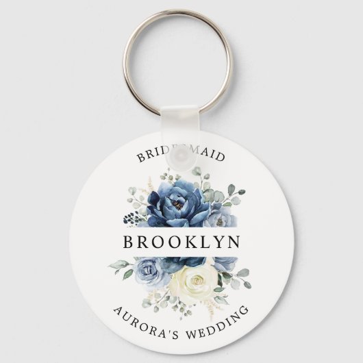 ダスティブルーネイビーシャンパーニュアイボリーブライダルシャワーギフト キーホルダー (正面)