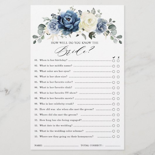 ダスティブルーネイビーシャンパーニュアイボリーブライダルシャワーゲーム (正面)