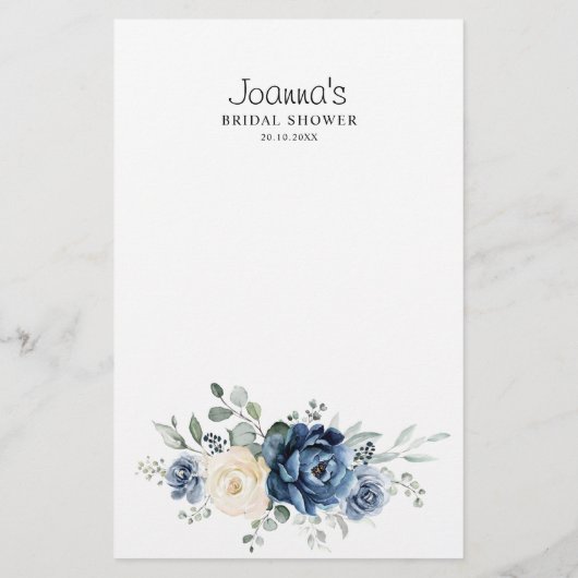 ダスティブルーネイビーシャンパーニュアイボリーブライダルシャワーゲーム (裏面)