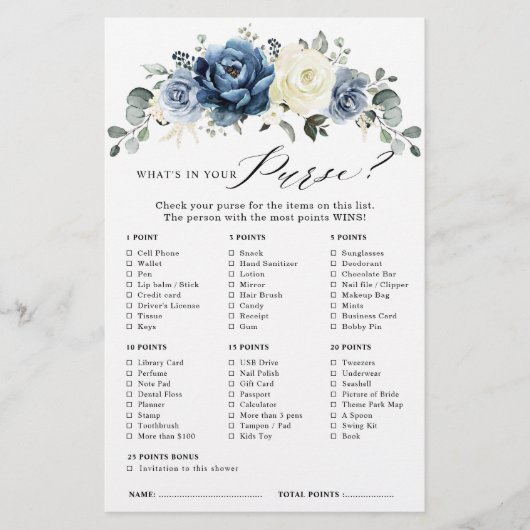 ダスティブルーネイビーシャンパーニュアイボリーブライダルシャワーゲーム (正面)