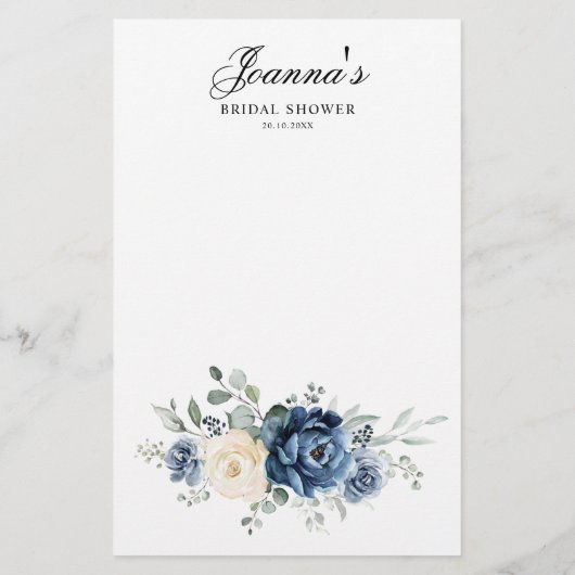 ダスティブルーネイビーシャンパーニュアイボリーブライダルシャワーゲーム (裏面)