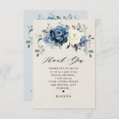 ダスティブルーネイビーシャンパーニュアイボリーブライダルシャワータン サンキューカード (正面/裏面)