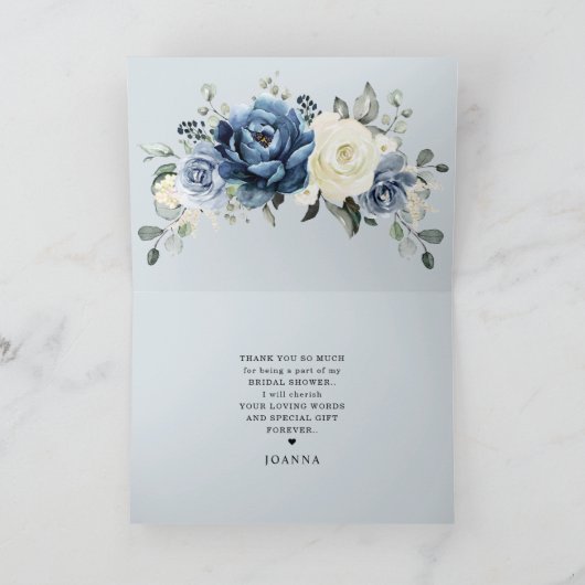 ダスティブルーネイビーシャンパーニュアイボリーブライダルシャワータン サンキューカード (内部)