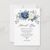 ダスティブルーネイビーシャンパーニュアイボリーブライダルシャワー サンキューカード (正面)