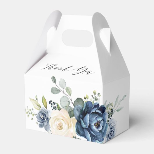 ダスティブルーネイビーシャンパーニュアイボリーブライダルシャワー フェイバーボックス (正面サイド)