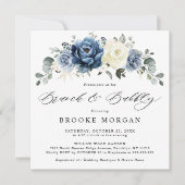 ダスティブルーネイビーシャンパーニュアイボリーブルンチアンドバブリー 招待状 (正面)