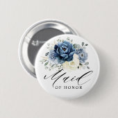 ダスティブルーネイビーシャンパーニュアイボリーメイド・オブ・オーナー（花嫁付き添い人） 缶バッジ (正面&裏面)