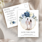 ダスティブルーネイビーシャンパーニュアイボリー保存日 案内ポストカード