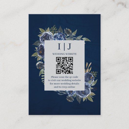 ダスティブルーネイビーシャンパーニュアイボリー結婚ズ エンクロージャーカード (正面)