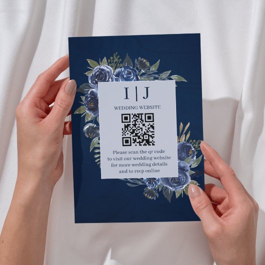 ダスティブルーネイビーシャンパーニュアイボリー結婚ズ エンクロージャーカード