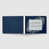 ダスティブルーネイビーシャンパーニュアイボリー結婚ズ ゲストブック (全面)