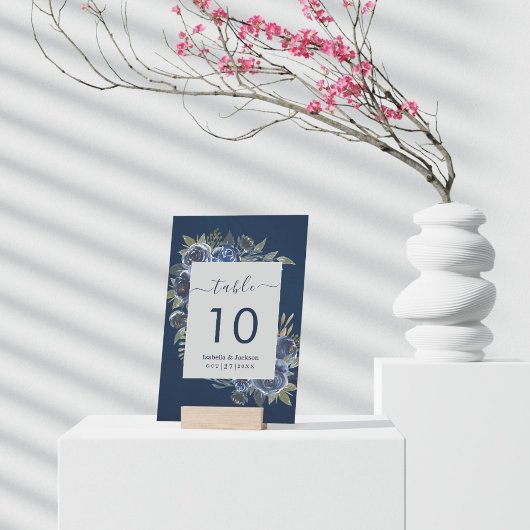 ダスティブルーネイビーシャンパーニュアイボリー結婚ズ テーブルナンバー