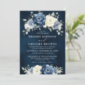 ダスティブルーネイビーシャンパーニュアイボリー結婚フローラズイン 招待状 (スタンド正面)