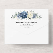 ダスティブルーネイビーシャンパーニュアイボリー結婚フローラズオール オールインワン招待状 (裏面)