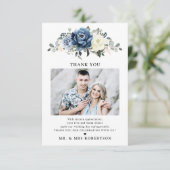 ダスティブルーネイビーシャンパーニュアイボリー結婚写真 サンキューカード (スタンド正面)