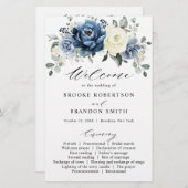 ダスティブルーネイビーシャンパーニュアイボリー結婚式 プログラム (正面/裏面)