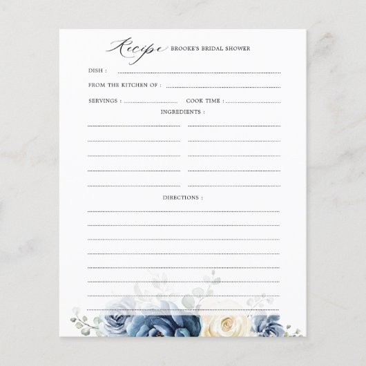 ダスティブルーネイビーシャンパーニュブライダルシャワーレシピ (正面)