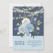 ダスティブルーネイビーピーニーカントリーライト結婚ズ 招待状 (正面)