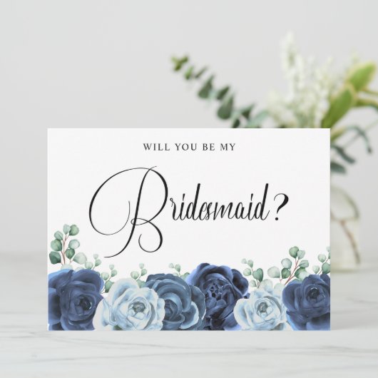 ダスティブルーネイビーフローラは私の花嫁になる 招待状 (スタンド正面)