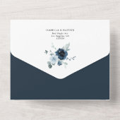ダスティブルーネイビーフローラボホボタニカルウェディングRSVP オールインワン招待状 (裏面)