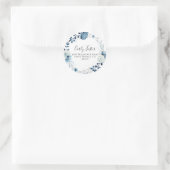 ダスティブルーネイビーフローラ差出人住所シール ラウンドシール (バッグ)