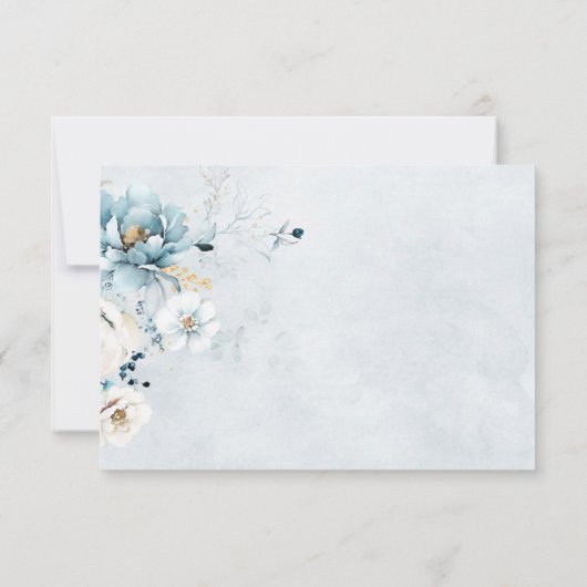 ダスティブルーネイビーホワイトアイボリー金ゴールド結婚フローラのRS 出欠カード (裏面)