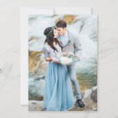 ダスティブルーネイビーホワイトアイボリー金ゴールド結婚フローライン 招待状 (裏面)