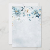 ダスティブルーネイビーホワイトアイボリー金ゴールド結婚フローライン 招待状 (裏面)