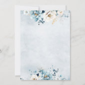 ダスティブルーネイビーホワイトアイボリー金ゴールド結婚フローラ 招待状 (裏面)