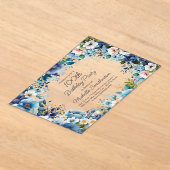 ダスティブルーネイビーホワイトフローラ100誕生日 アクリル招待状 (レイダウン)