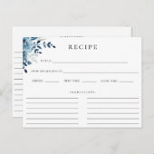 ダスティブルーネイビーボタニカルフローラレシピカード ポストカード (正面/裏面)