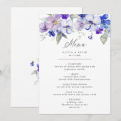 ダスティブルーネイビーラベンダー薄紫結婚フローラのメニュー メニュー (正面/裏面)