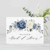 ダスティブルーネイビー私のメイド・オブ・オーナー（花嫁付き添い人） 招待状 (スタンド正面)