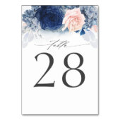 ダスティブルーネイビー結婚ピンクテーブル番号カード テーブルナンバー (裏面)