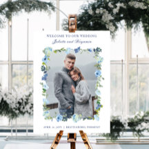 ダスティブルーネイビー結婚フローラの歓迎サイン