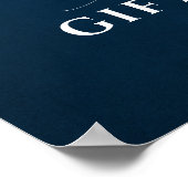 ダスティブルーネイビー金ゴールドフローラウェディングカード&ギフト ポスター (角)