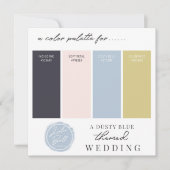 ダスティブルーネイビー金ゴールド&赤面カラーパレットカード 招待状 (正面)