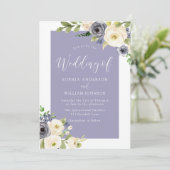 ダスティブルーネイビー&ホワイトフラワーズ結婚式招待状 招待状 (スタンド正面)