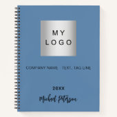 ダスティブルーネームスクリプトビジネスロゴ ノートブック (正面)