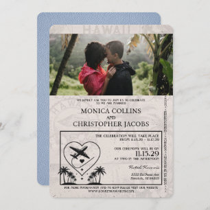 ダスティブルーハワイパスポート結婚式招待状 招待状