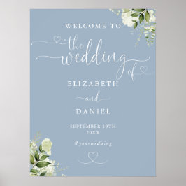 ダスティブルーハートスクリプト ウェルカムボード 結婚式 ポスター