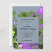 ダスティブルーバイオレットフローラ抽象芸術エレガントな結婚式 招待状 (正面)