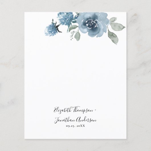 ダスティブルーバジェット石板結婚式招待状 (裏面)