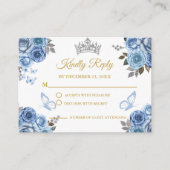 ダスティブルーバタフライフローラ金ゴールドキンセアニェラRSVP エンクロージャーカード (正面)