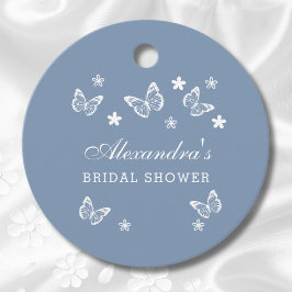 ダスティブルーバタフライブライダルシャワーサンキュー フェイバータグ